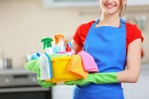 Deep carpet cleaning equipment in use