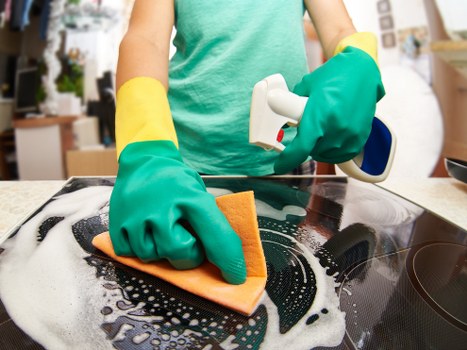 Deep cleaning fabric sofa in a London home